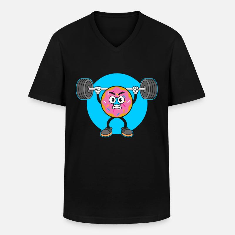 Donut PowerLifting Workout -Gewichtheber - Männer-T-Shirt mit V-Ausschnitt - Schwarz
