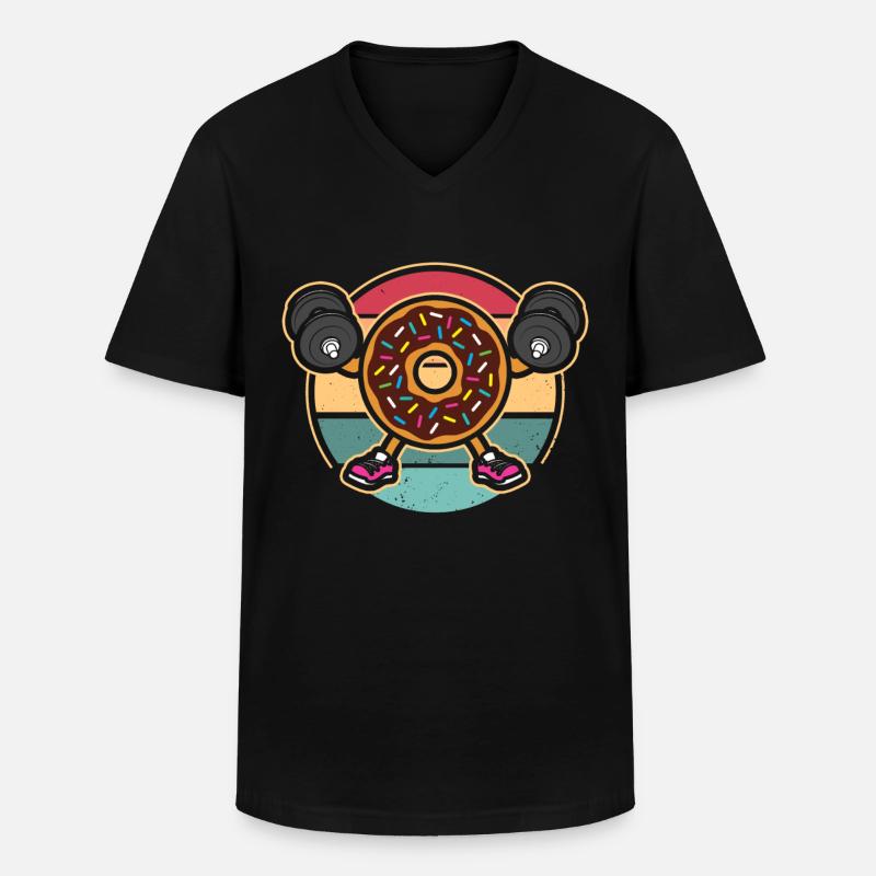 Donut PowerLifting Workout -Gewichtheber - Männer-T-Shirt mit V-Ausschnitt - Schwarz