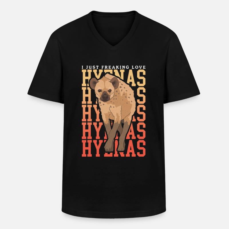 Hyäne Hyänen Tüpfelhyäne Geschenk - Männer-T-Shirt mit V-Ausschnitt - Schwarz