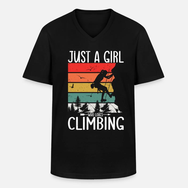Rock Kletterer Klettern Berg - Männer-T-Shirt mit V-Ausschnitt - Schwarz