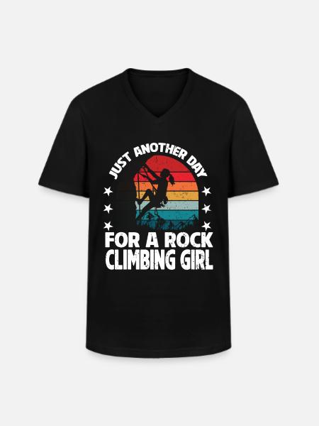 Rock Kletterer Klettern Berg - Männer-T-Shirt mit V-Ausschnitt - Schwarz
