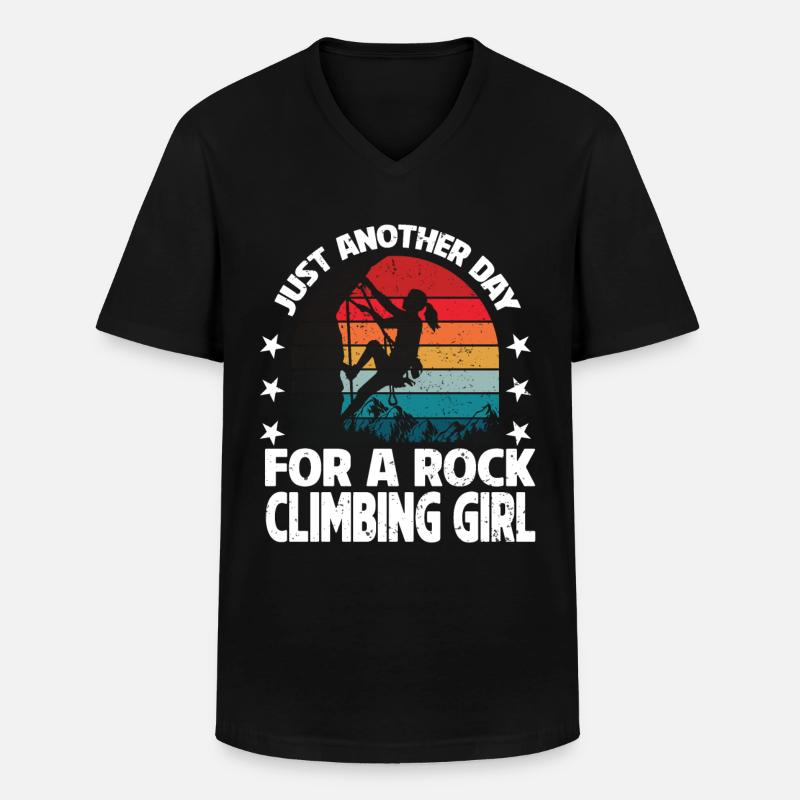 Rock Kletterer Klettern Berg - Männer-T-Shirt mit V-Ausschnitt - Schwarz