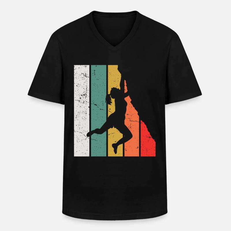 Rock Kletterer Klettern Berg - Männer-T-Shirt mit V-Ausschnitt - Schwarz