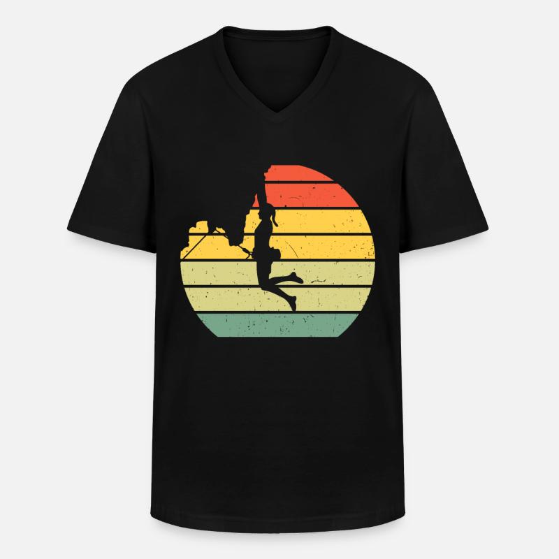 Rock Kletterer Klettern Berg - Männer-T-Shirt mit V-Ausschnitt - Schwarz
