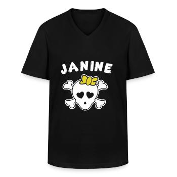 Pirate Janine Design for Girls and Women - Men's V-Neck T-Shirt - black - Front - AI Model Male 178 dark (178cm)
