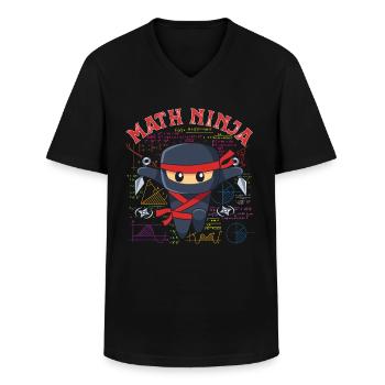 Drôle Math Ninja Mathématiques Geek Nombres - T-shirt col V Homme - noir - Devant - AI Model Male 178 dark (178cm)