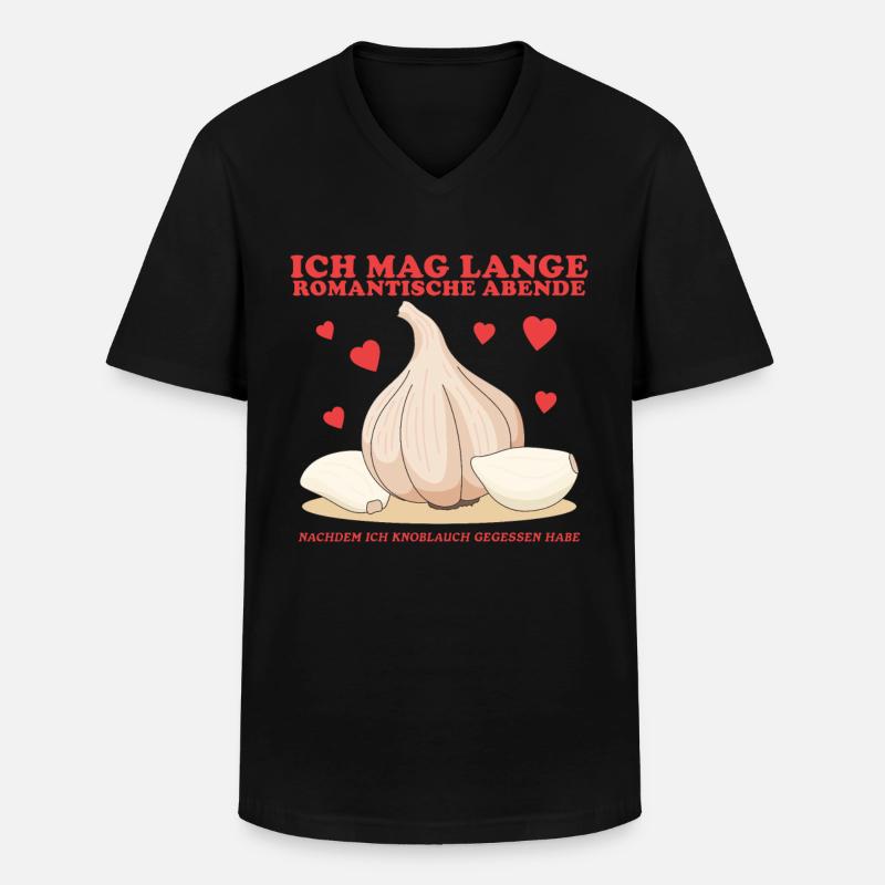 Knoblauch Knoblauchzehen Geschenk - Männer-T-Shirt mit V-Ausschnitt - Schwarz