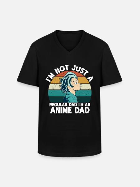 Anime Pappa Som En Vanlig Pappa Otaku Japansk Manga - T-shirt med V-ringning herr - svart