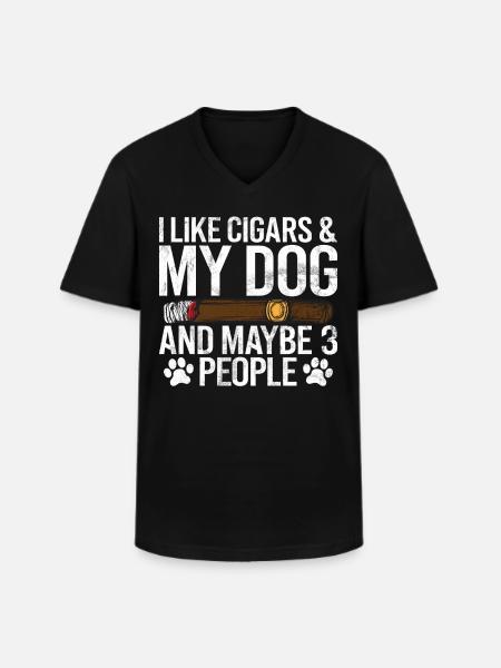 Cigar Smoker - Men's V-Neck T-Shirt - black