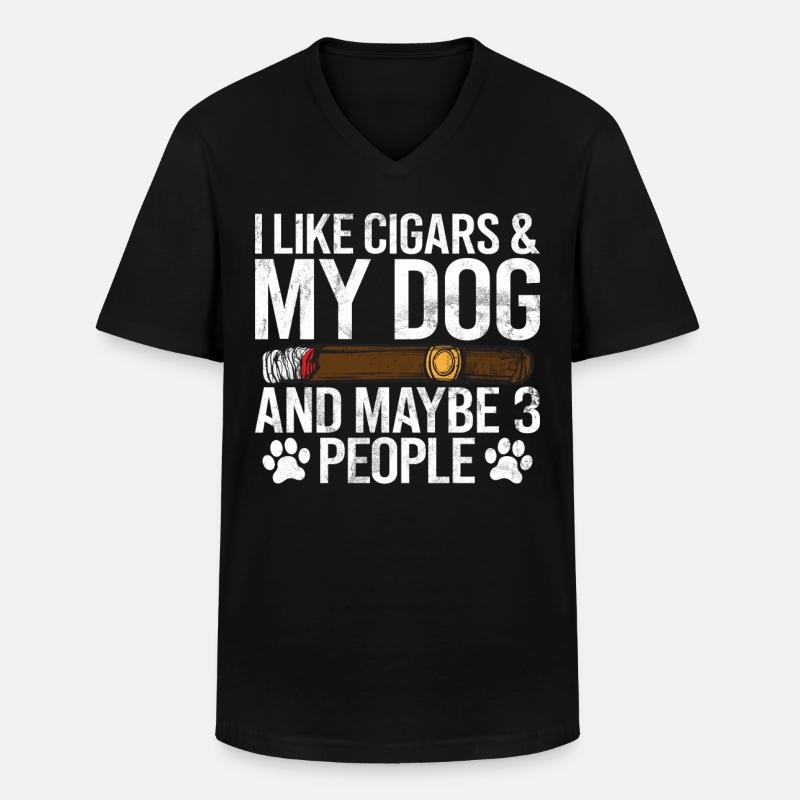 Zigarrenraucher - Männer-T-Shirt mit V-Ausschnitt - Schwarz
