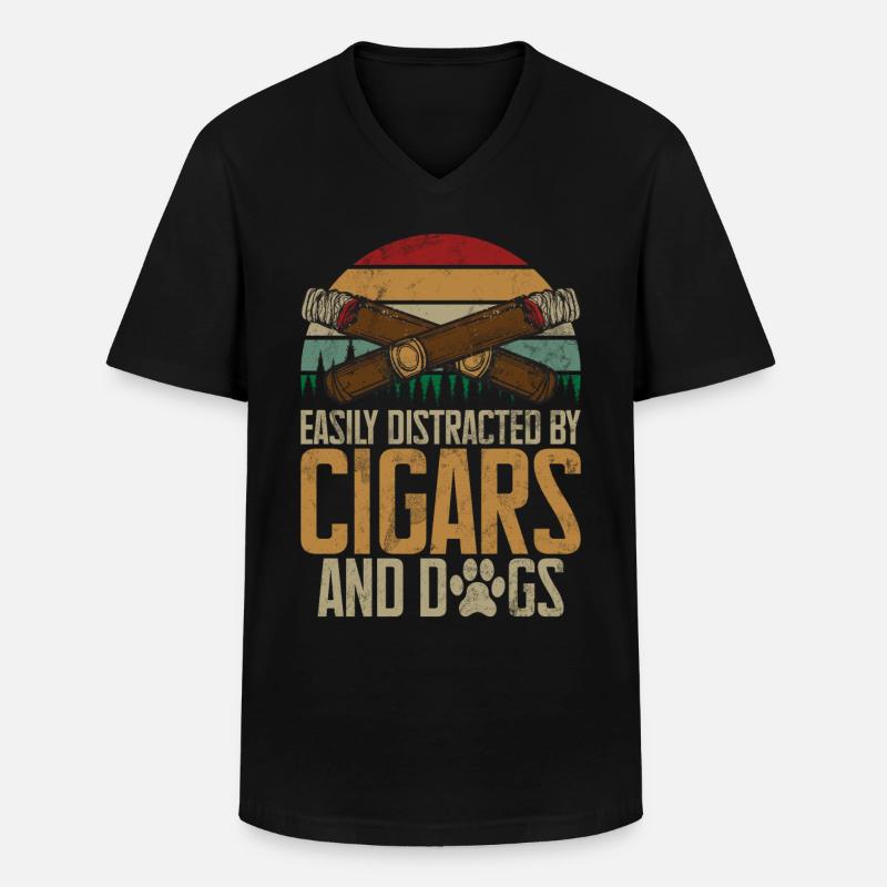 Zigarrenraucher - Männer-T-Shirt mit V-Ausschnitt - Schwarz