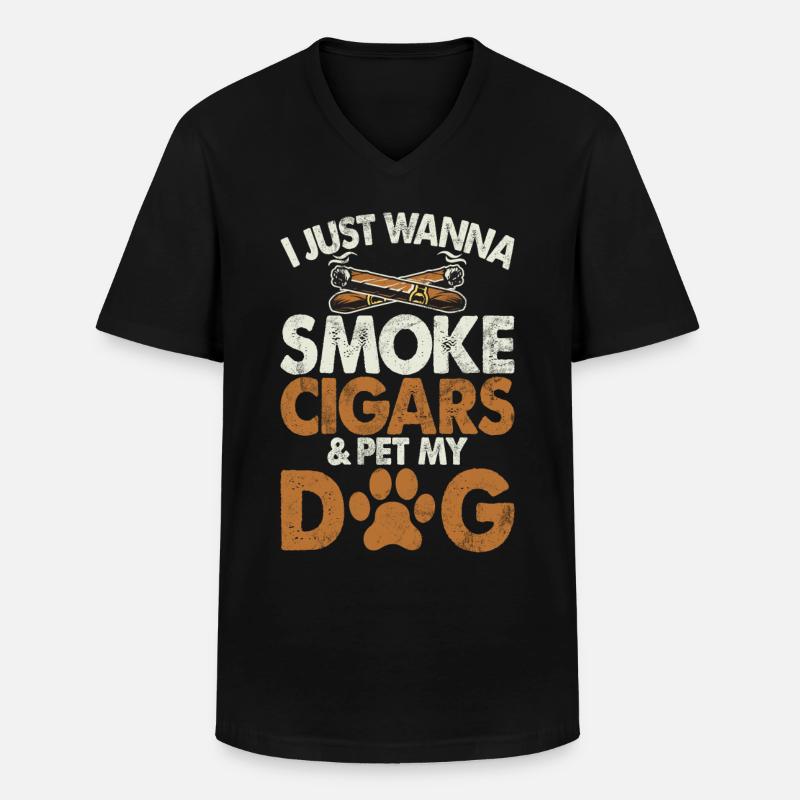 Zigarrenraucher - Männer-T-Shirt mit V-Ausschnitt - Schwarz