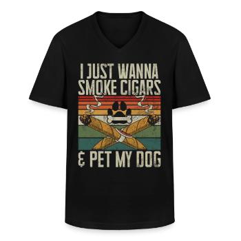 Cigar Smoker - Men's V-Neck T-Shirt - black - Front - AI Model Male 178 dark (178cm)