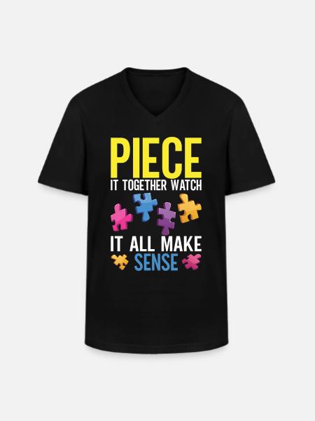 Jigsaw Puzzle Piece Puzzle Lover - Men's V-Neck T-Shirt - black