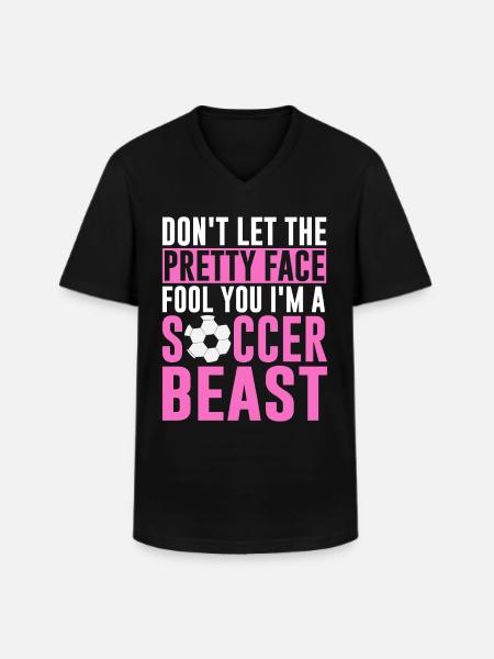 Voetbal, Meisje, Tiener, Voetbalminnaar, Speler - Klassiek mannen T-shirt met V-hals - zwart