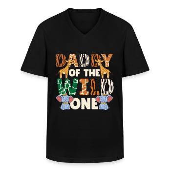 Papa Of The Wild One Birthday Zoo Theme Safari - Men's V-Neck T-Shirt - black - Front - AI Model Male 178 dark (178cm)