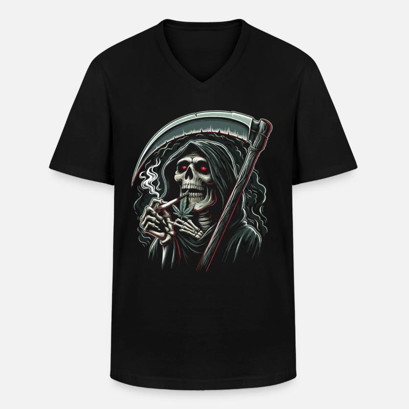 Der berauschte Sensenmann im Mondlicht - Männer-T-Shirt mit V-Ausschnitt - Schwarz
