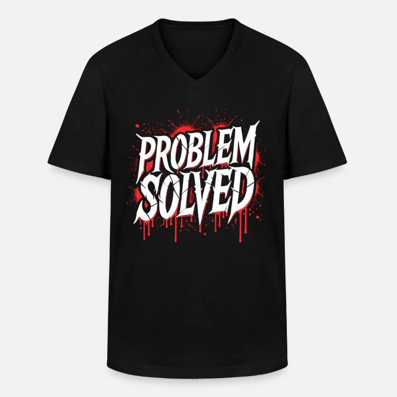 Problem Gelöst - Problem Solved - Männer-T-Shirt mit V-Ausschnitt - Schwarz