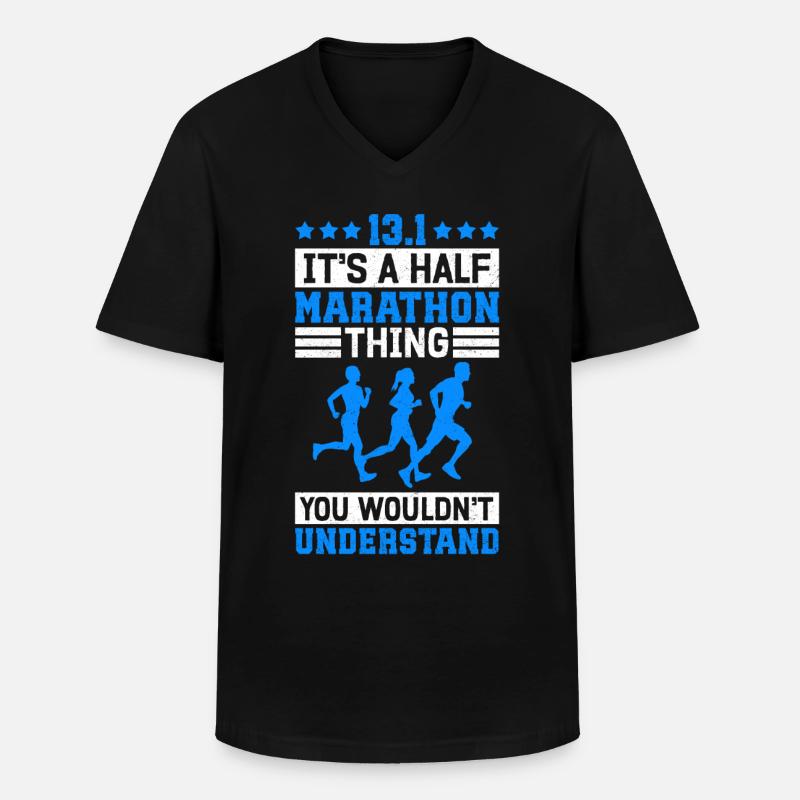 Halbmarathon Halb-Marathon Geschenk - Männer-T-Shirt mit V-Ausschnitt - Schwarz