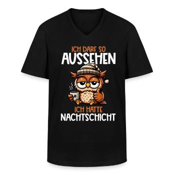 Ich Darf So Aussehen Ich Hatte Nachtschicht Eule - Männer-T-Shirt mit V-Ausschnitt - Schwarz - Vorne - AI Model Male 178 dark (178cm)