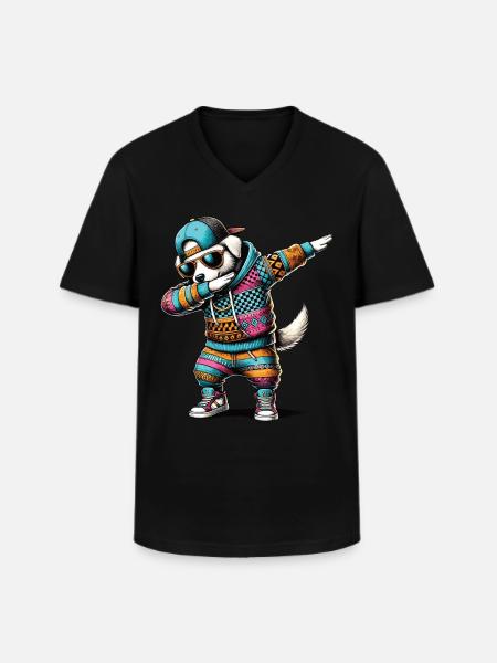 Chien de dabbing - T-shirt col V Homme - noir