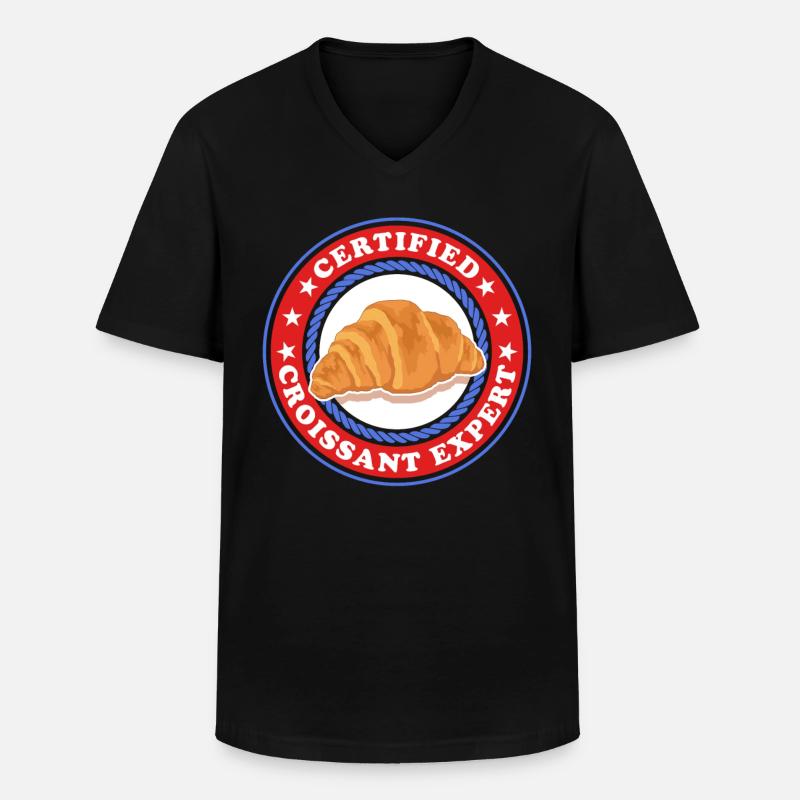 Croissant Experte Hörnchen Beugel Geschenk - Männer-T-Shirt mit V-Ausschnitt - Schwarz