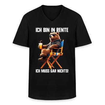 Ich bin in Rente Ich muss gar nix Teddy Bär - Männer-T-Shirt mit V-Ausschnitt - Schwarz - Vorne - AI Model Male 178 dark (178cm)