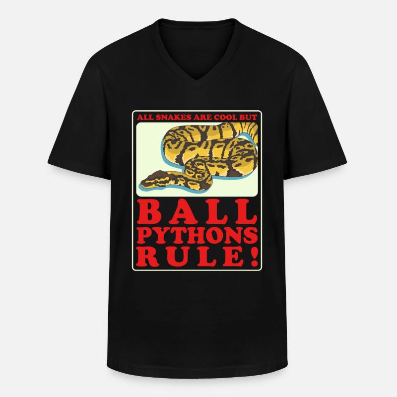 Königspython Python Schlange Geschenk - Männer-T-Shirt mit V-Ausschnitt - Schwarz
