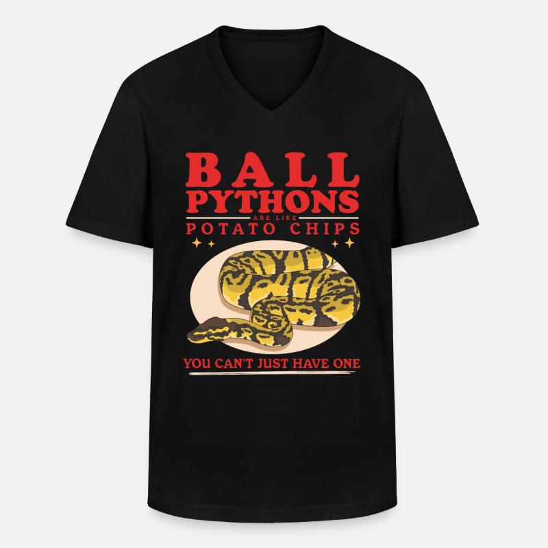 Roi Python Python Serpent Cadeaux - T-shirt col V Homme - noir