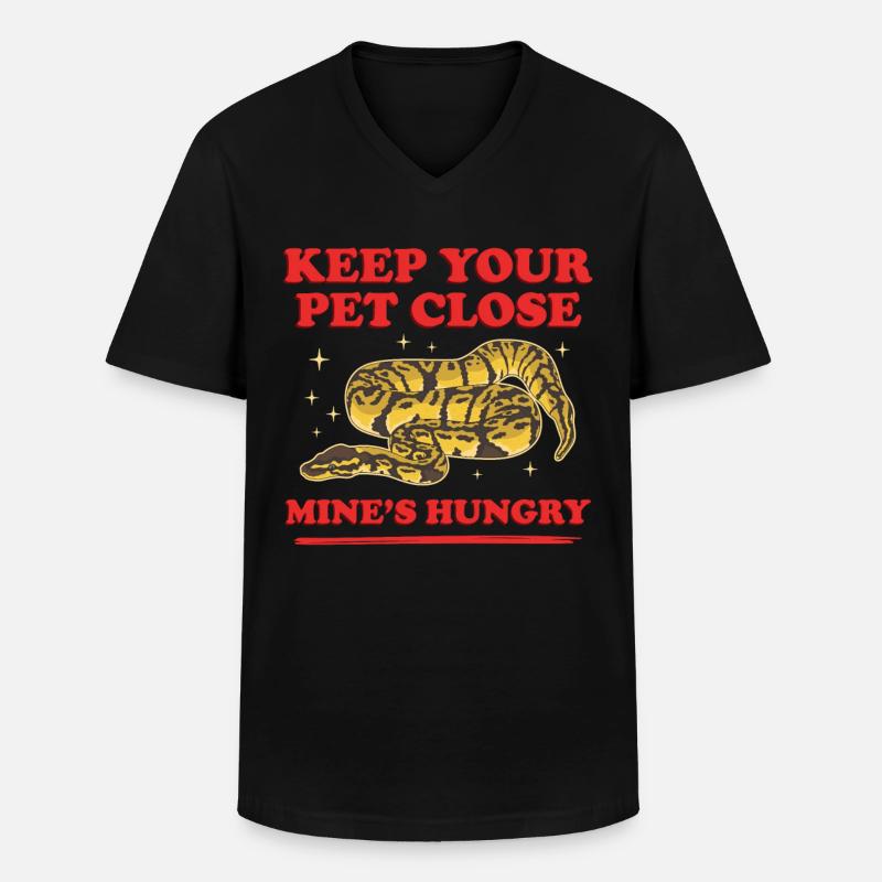 Roi Python Serpent Python Cadeau - T-shirt col V Homme - noir