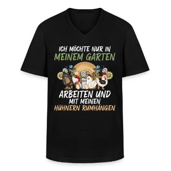 Ich Will Nur In Meinem Garten Mit Hühnern Arbeiten - Männer-T-Shirt mit V-Ausschnitt - Schwarz - Vorne - AI Model Male 178 dark (178cm)