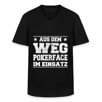 Aus dem Weg Pokerface im Einsatz Design - Männer-T-Shirt mit V-Ausschnitt - Schwarz - Vorne - AI Model Male 178 dark (178cm)