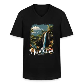 Île de Madère Portugal Vacances Visites Souvenirs - T-shirt col V Homme - noir - Devant - AI Model Male 178 dark (178cm)