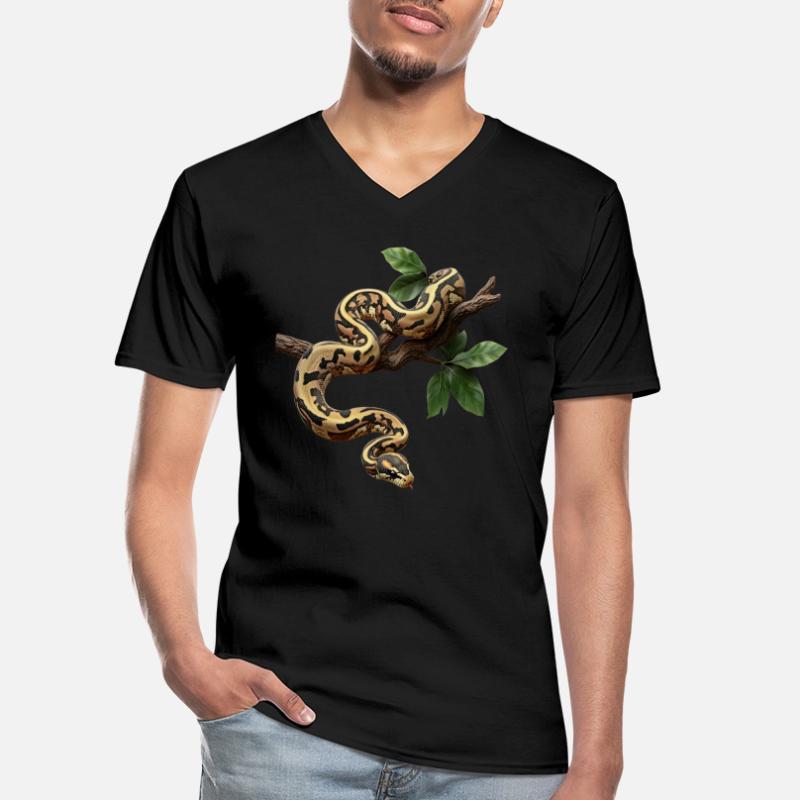 Roi Python Serpents Amoureux Terrarium Python T-shirt col V Homme