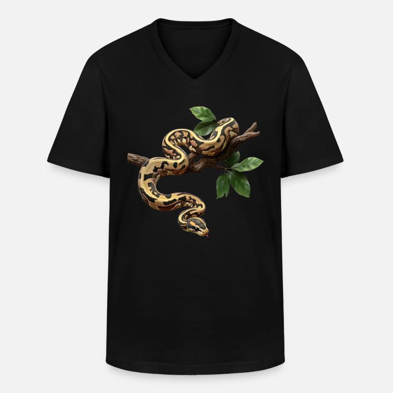 Königspython Schlangen Liebhaber Terrarium Python - Männer-T-Shirt mit V-Ausschnitt - Schwarz