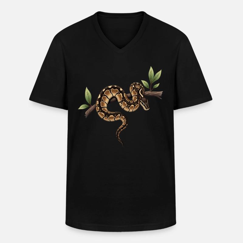 Königspython Schlangen Liebhaber Terrarium Python - Männer-T-Shirt mit V-Ausschnitt - Schwarz