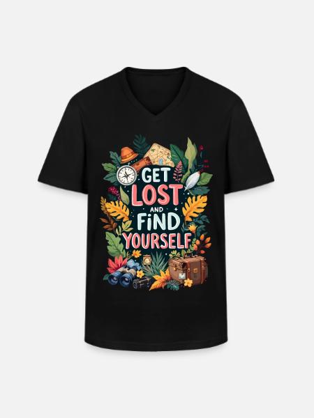 Get Lost - Men's V-Neck T-Shirt - black
