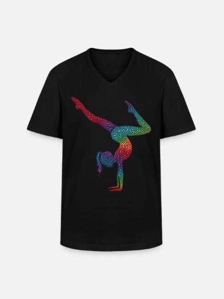 Gymnastique Gymnaste Gymnaste acrobatique - T-shirt col V Homme - noir