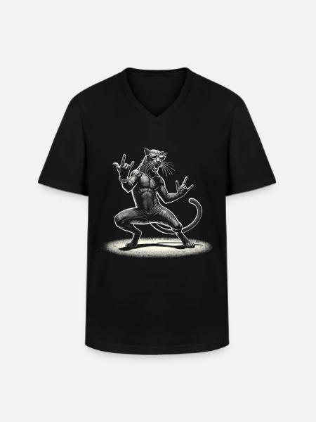 Rock-Panther – Metal and Power - Men's V-Neck T-Shirt - black