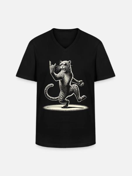 Rockiger Leopard – Wild & Laut - Männer-T-Shirt mit V-Ausschnitt - Schwarz