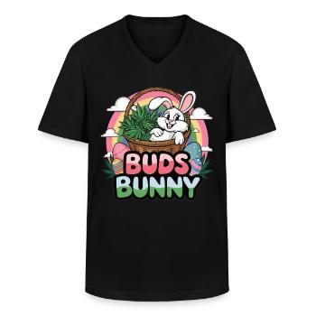Buds Bunny – Fun Easter Design for Adults - Men's V-Neck T-Shirt - black - Front - AI Model Male 178 dark (178cm)