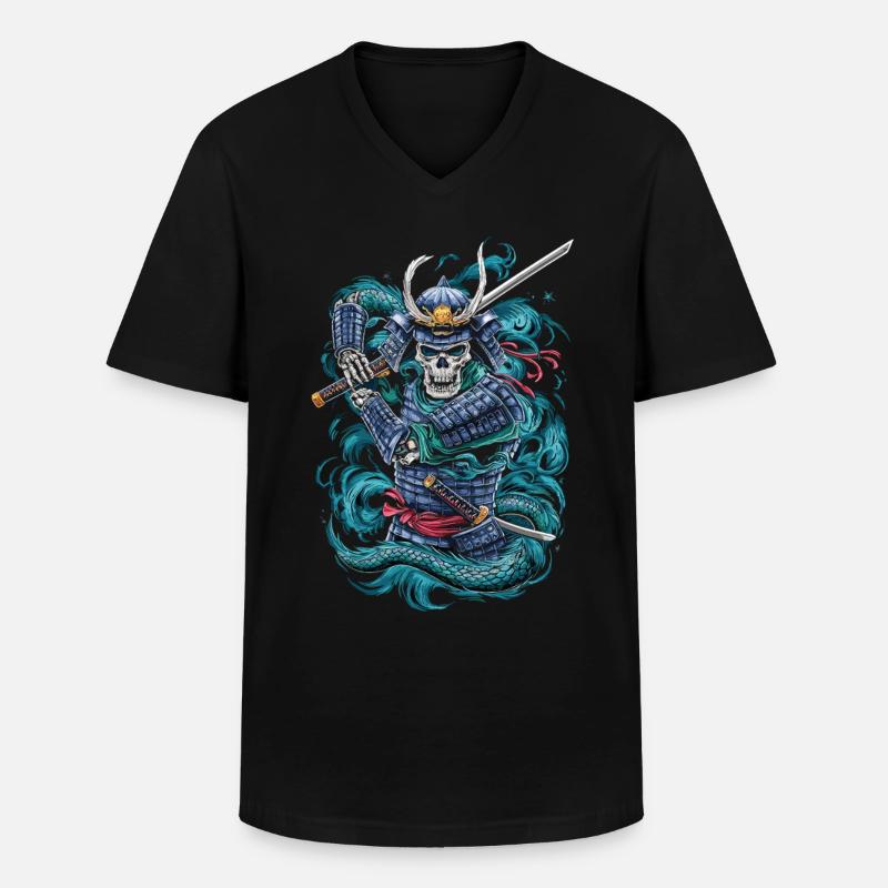 Ghostly Samurai Warrior - Men's V-Neck T-Shirt - black