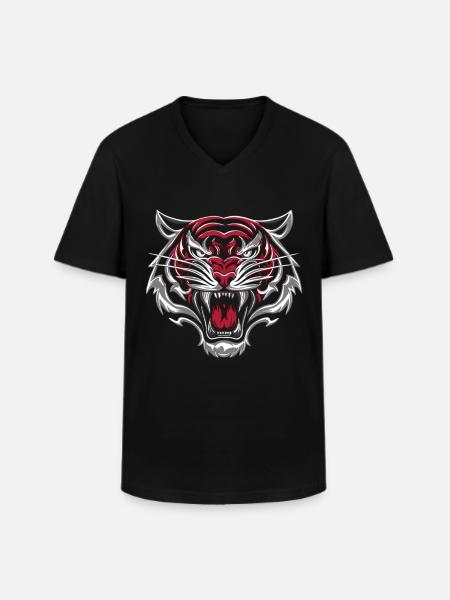 Wild Tiger's Head - Men's V-Neck T-Shirt - black