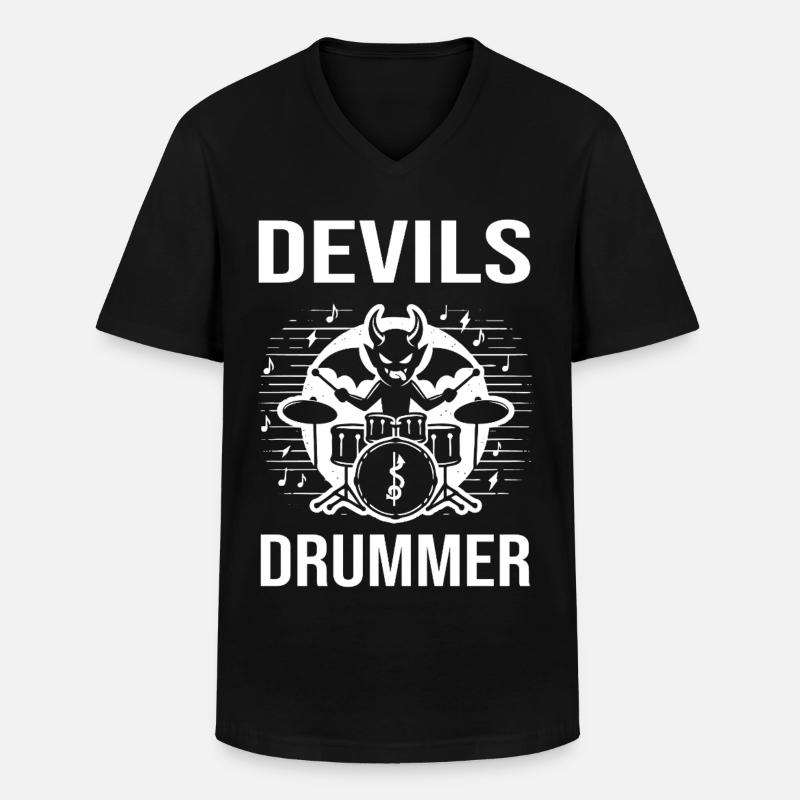 Devils Drummer. Der teuflischer Höllenschlagzeuger - Männer-T-Shirt mit V-Ausschnitt - Schwarz