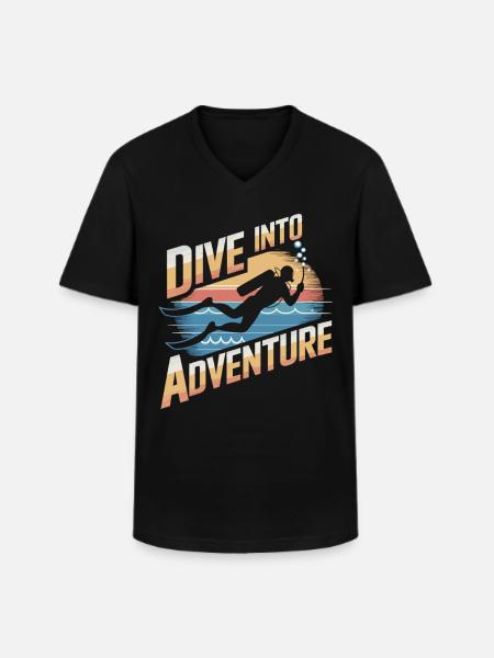 Dive into adventure - Men's V-Neck T-Shirt - black