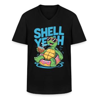 Shell yeah – Chill Turtle - T-shirt col V Homme - noir - Devant - AI Model Male 178 dark (178cm)