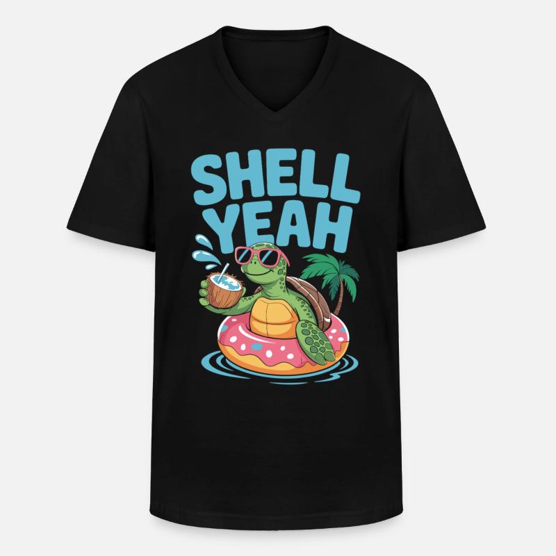 Sommer mit Stil – Turtle Time - Männer-T-Shirt mit V-Ausschnitt - Schwarz