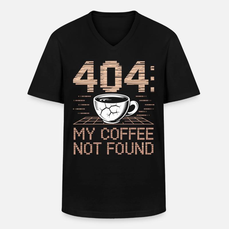 Kaffee Shirt 404 Fehlercode - Männer-T-Shirt mit V-Ausschnitt - Schwarz