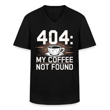 404 My Coffee Not Found Chemise - T-shirt col V Homme - noir - Devant - AI Model Male 178 dark (178cm)