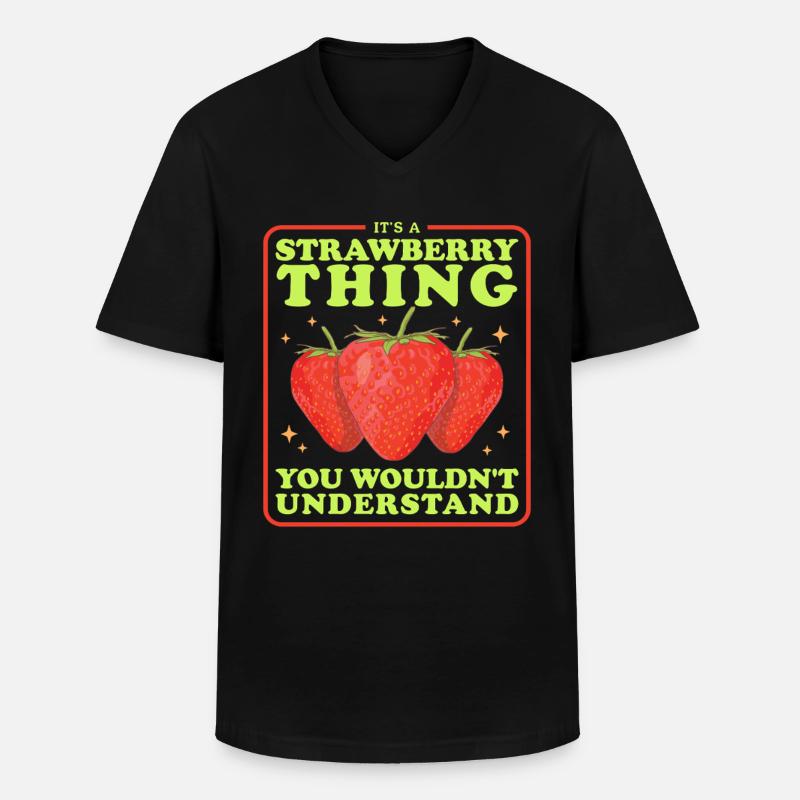 Erdbeeren Erdbeere Strawberry Geschenke - Männer-T-Shirt mit V-Ausschnitt - Schwarz